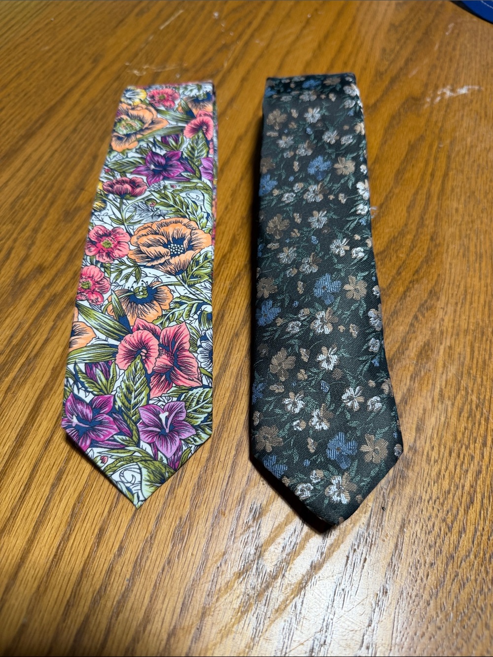 Bespoke Floral Silk Tie Duo in Pink, Purple, Green & Black